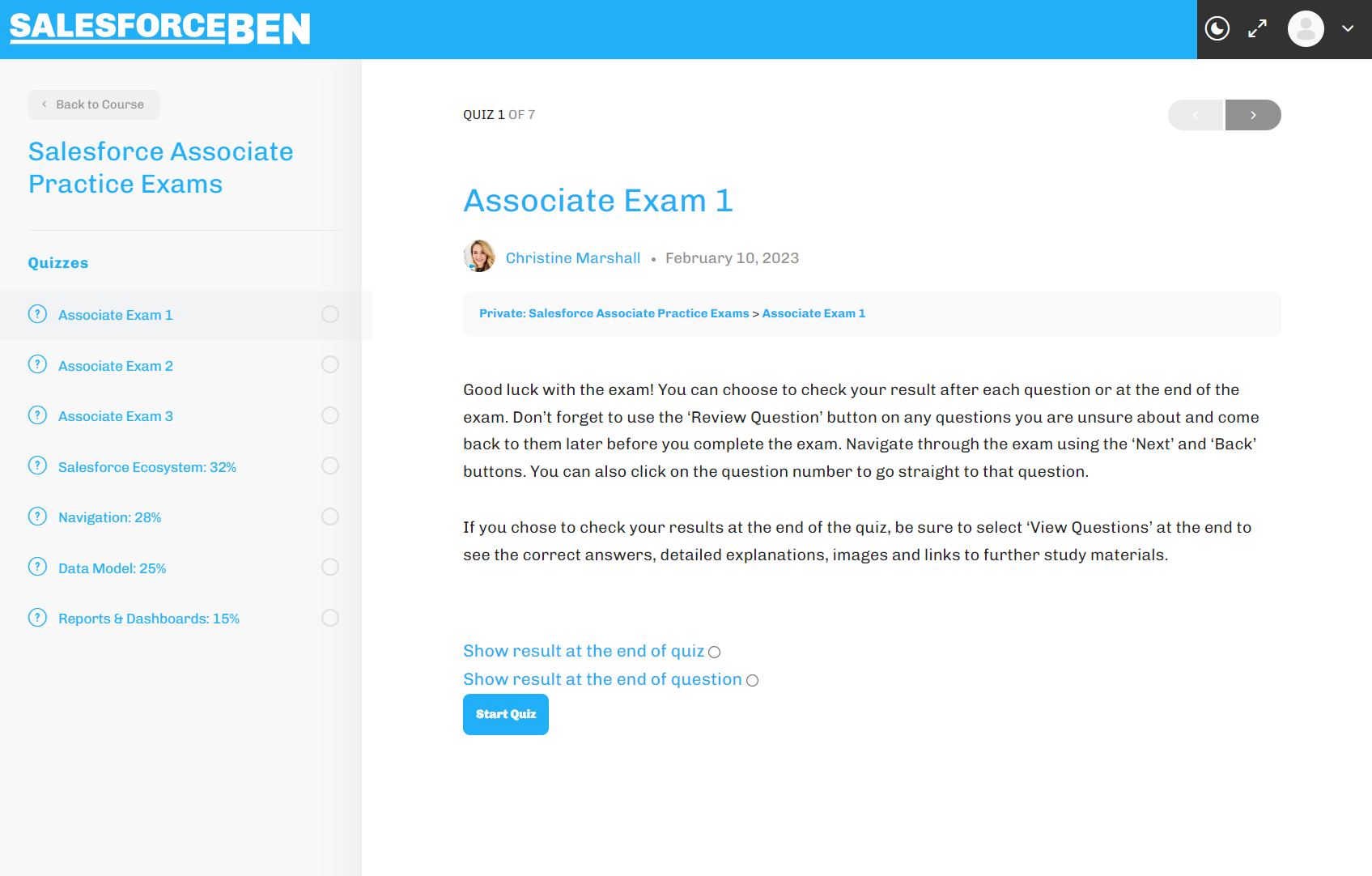 Show Results After Each Question Or At The End Of Each Quiz